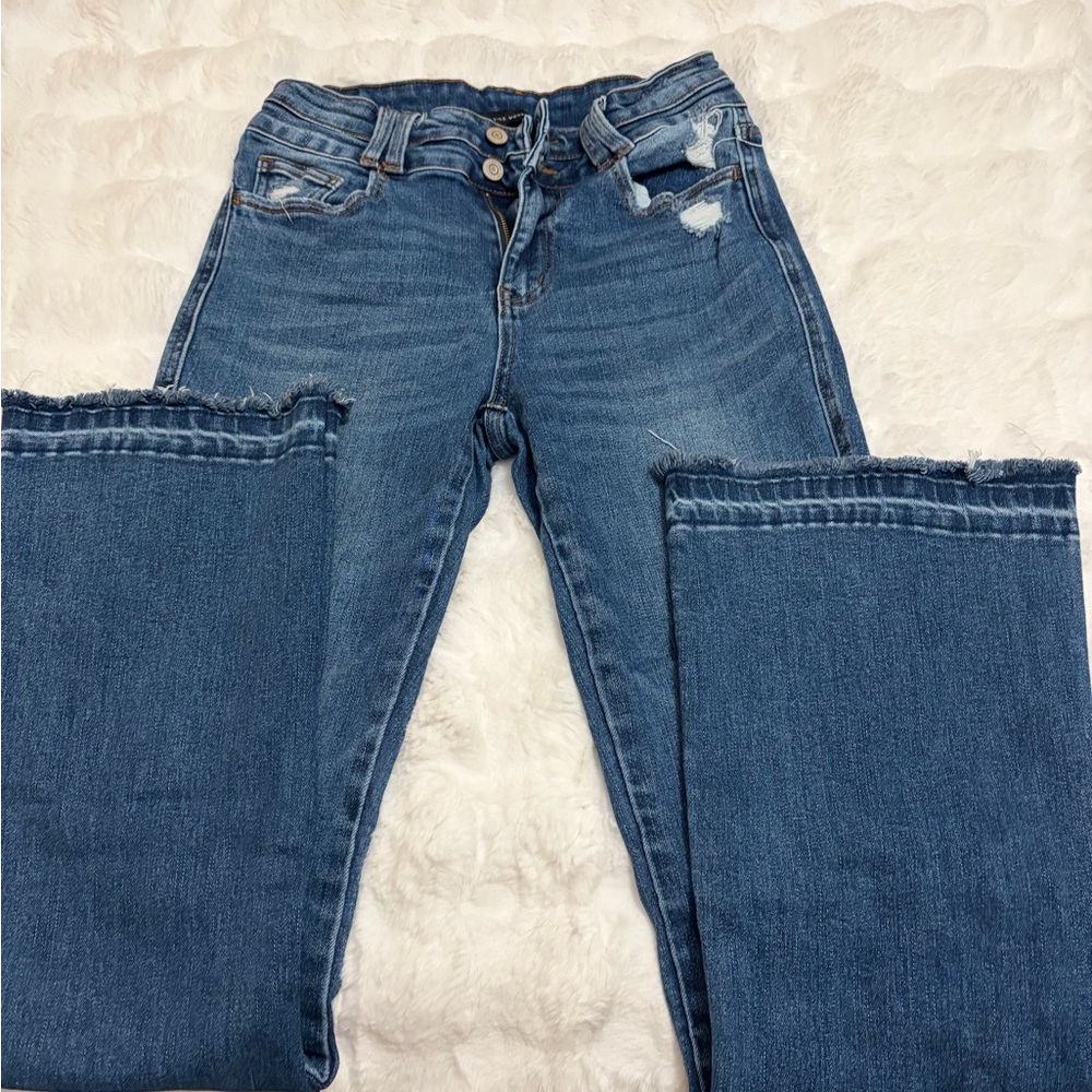 Flying Monkey Distressed Denim Straight Leg Jeans